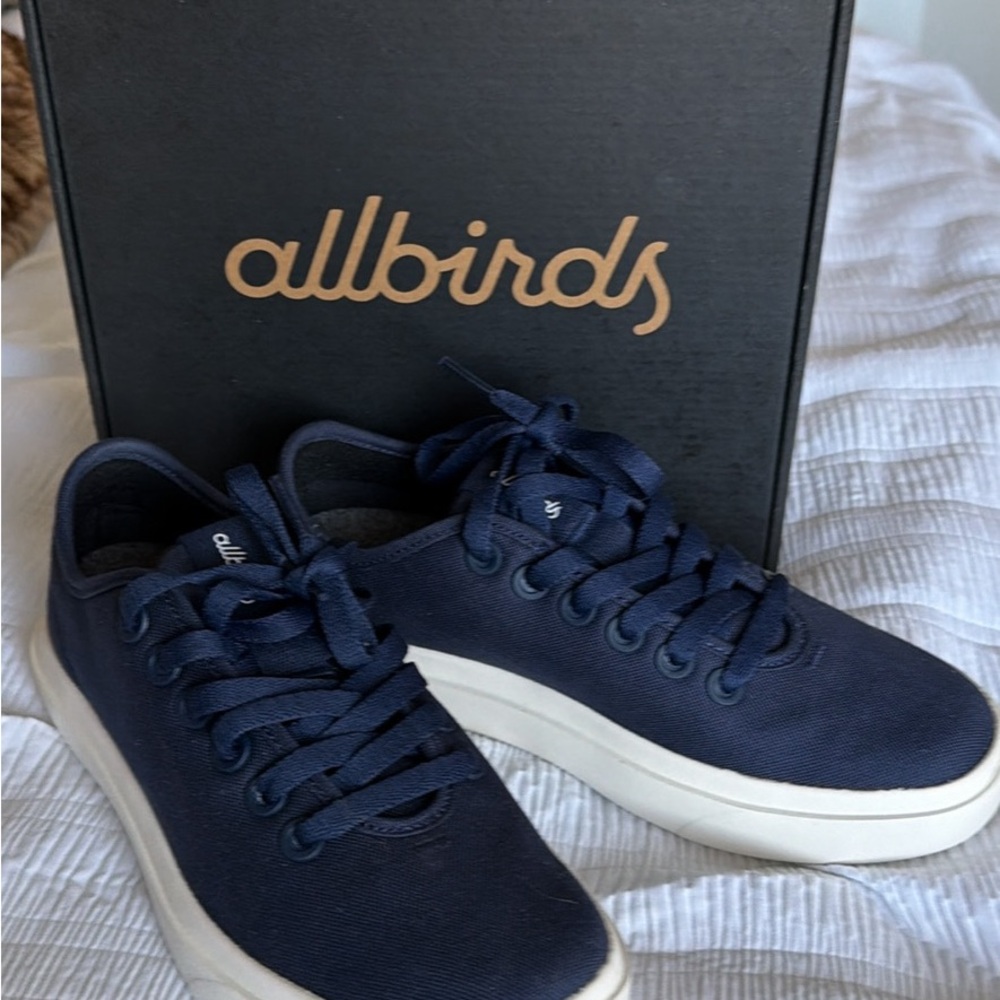 allbirds Navy Piper Canvas Sneakers with White Sole